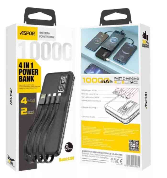 Aspor 4 In1 10000mAh Power Bank - A300